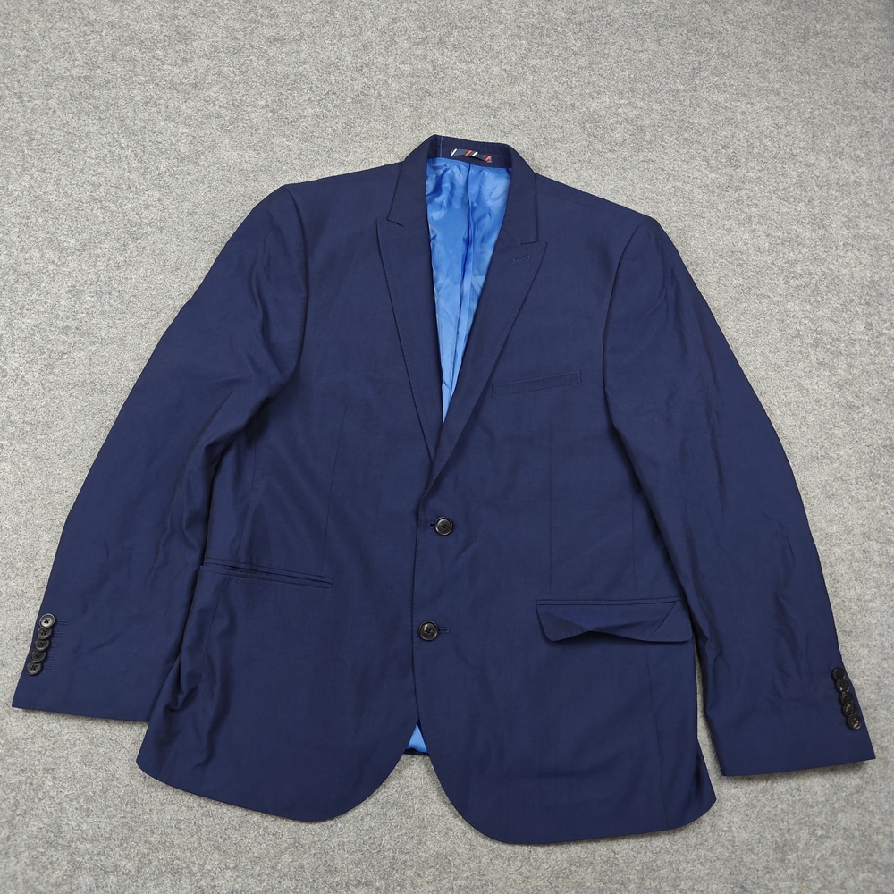 Harry Brown Suit Jacket Mens 44S Blue Polyester Viscose Slim Fit Single-Breasted